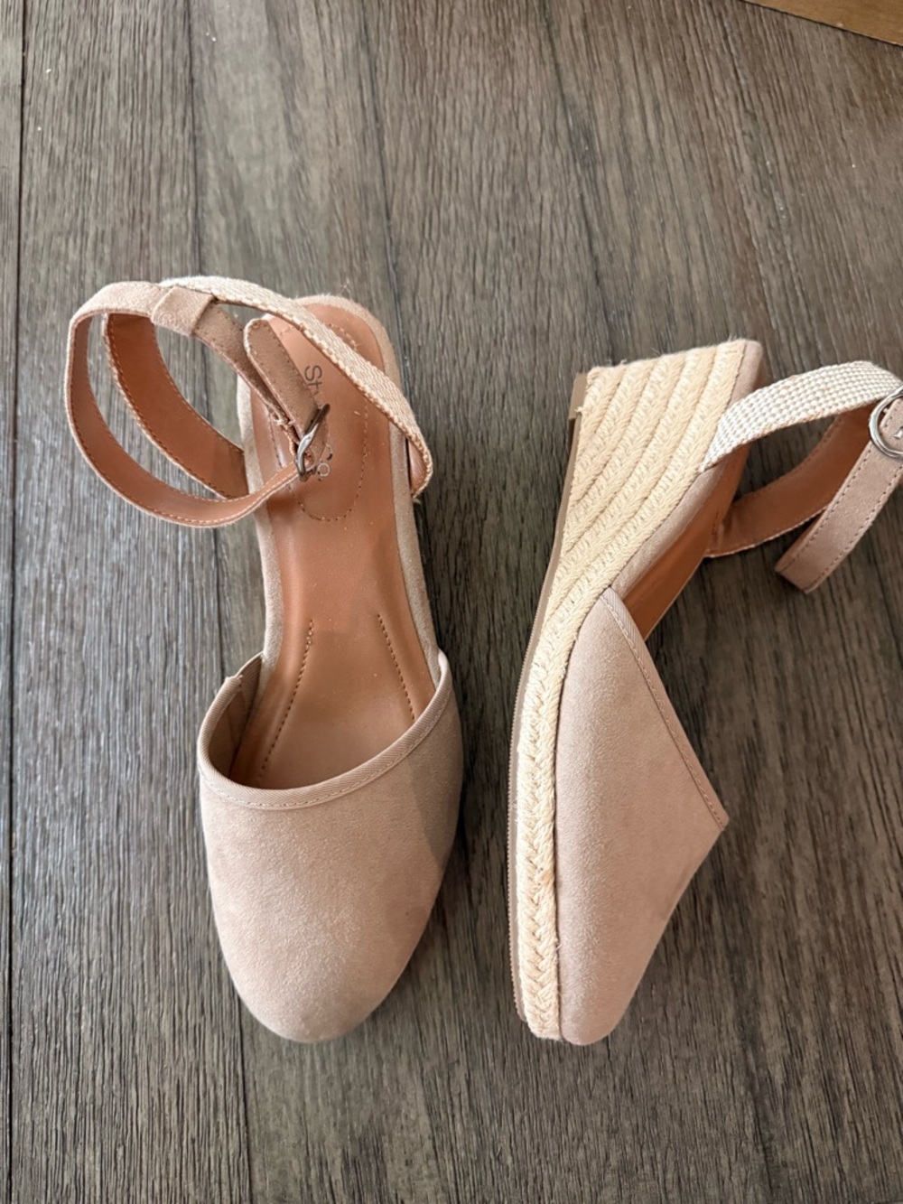 Style & Co. Blush Taupe Ankle-Strap Espadrille Wedges